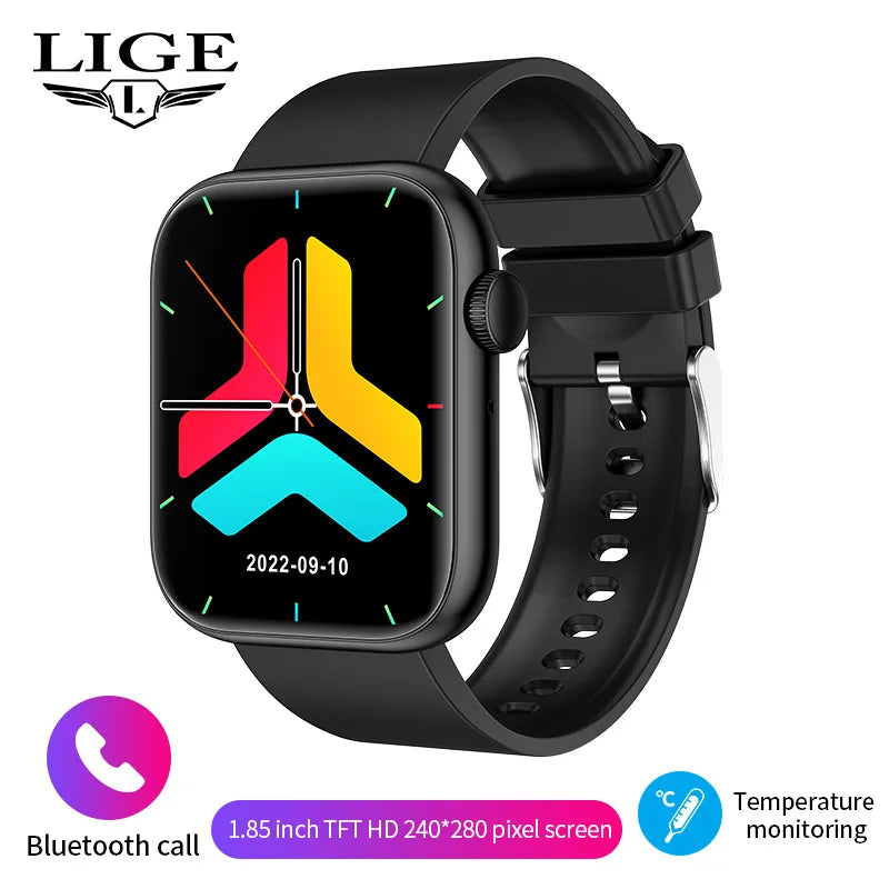 LIGE-Relógio inteligente para homens e mulheres, carregamento sem fio Smartwatch, chamadas Bluetooth, pulseira de fitness, relógio personalizado, novo, 2025