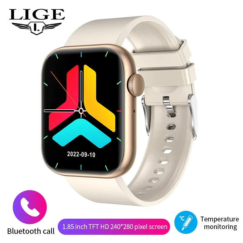LIGE-Relógio inteligente para homens e mulheres, carregamento sem fio Smartwatch, chamadas Bluetooth, pulseira de fitness, relógio personalizado, novo, 2025