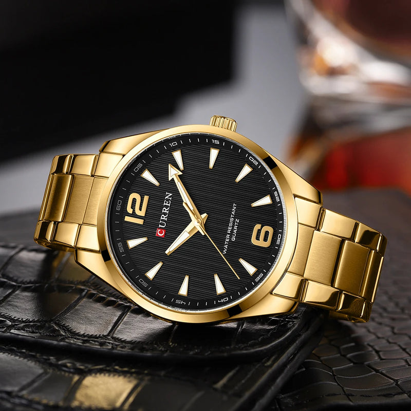 CURREN Fashion Brand Men's Watches with Luminous Han Classy Business Stainless Steel Band Wristwatches for Male with