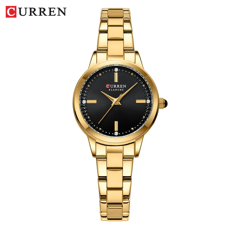 CURREN Relógio de quartzo original para mulheres moda elegante relógios femininos de aço inoxidável à prova d'água relógio de pulso feminino