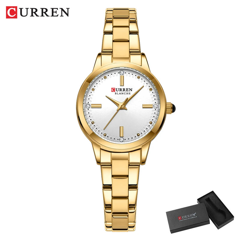 CURREN Relógio de quartzo original para mulheres moda elegante relógios femininos de aço inoxidável à prova d'água relógio de pulso feminino
