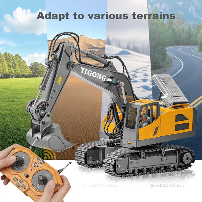 Crianças rc carro brinquedos 2.4ghz controle remoto liga escavadeira caminhão basculante bulldozer veículo de construção elétrica presentes para meninos meninas