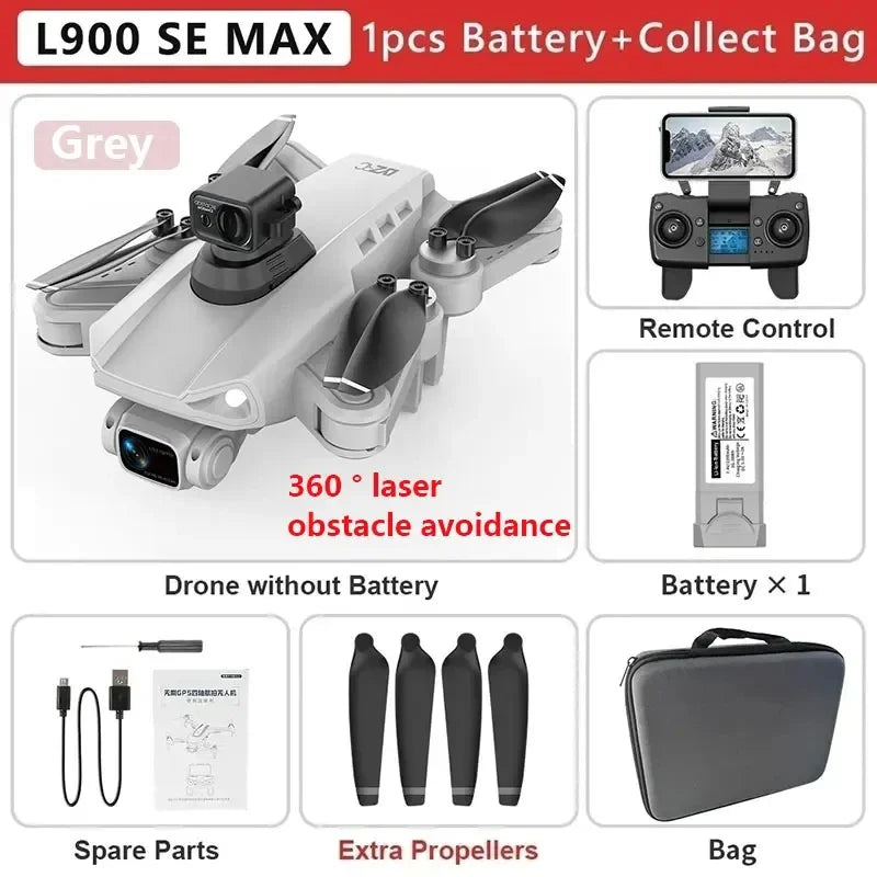 L900 Pro SE MAX GPS Drone 4K Câmera HD dupla profissional 5G WIFI 360 ° Motor sem escova para evitar obstáculos Rc FPV Quadcopter Dron