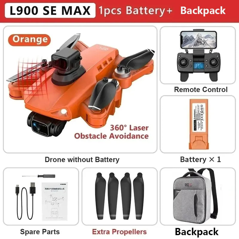 L900 Pro SE MAX GPS Drone 4K Câmera HD dupla profissional 5G WIFI 360 ° Motor sem escova para evitar obstáculos Rc FPV Quadcopter Dron