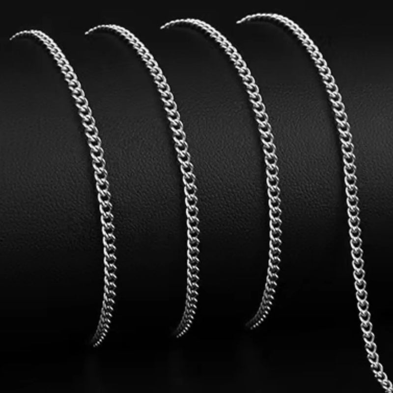 Colar de corrente cubana masculina de 3mm, colar simples de aço inoxidável, joias de aço de titânio, acessórios de tendência, presente