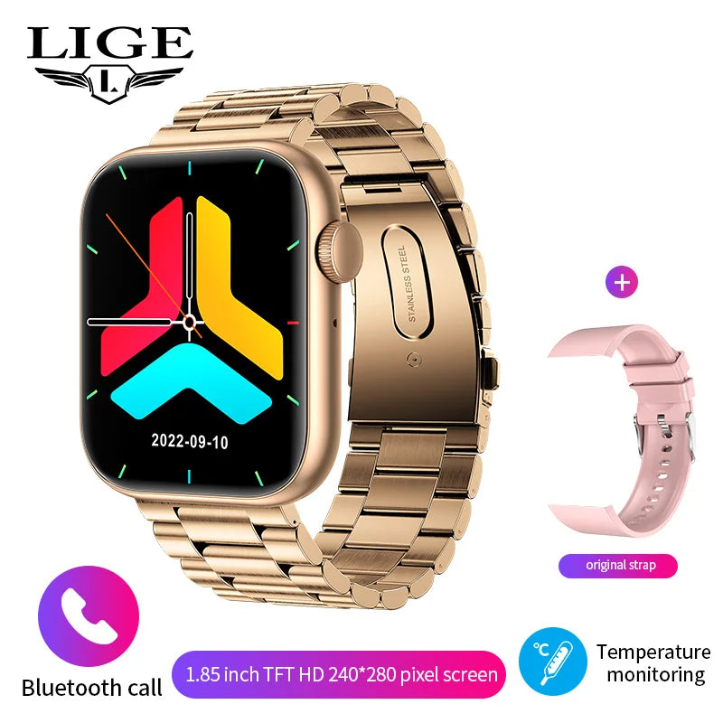LIGE-Relógio inteligente para homens e mulheres, carregamento sem fio Smartwatch, chamadas Bluetooth, pulseira de fitness, relógio personalizado, novo, 2025