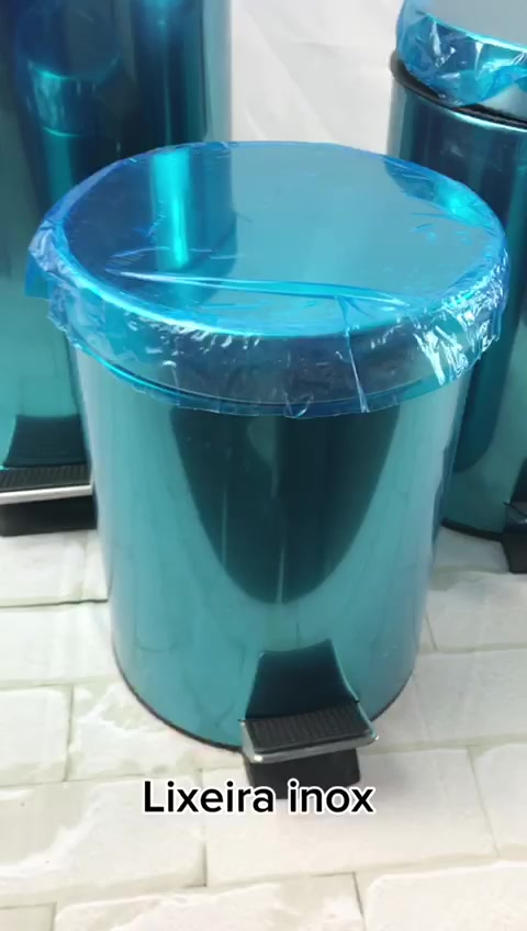 Vittak Lixeira Inox 3L 5L ou 12 Litros Cesto de Lixo Removível Balde Pedal Aço Inoxidável Redonda Multiuso