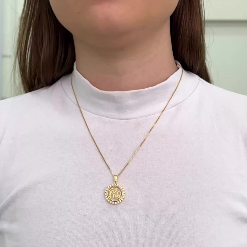 Colar Feminino Amor de Mãe Com Zircônias Importadas em Ouro 18K - Dia das Mães