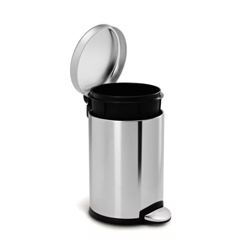 Vittak Lixeira Inox 3L 5L ou 12 Litros Cesto de Lixo Removível Balde Pedal Aço Inoxidável Redonda Multiuso