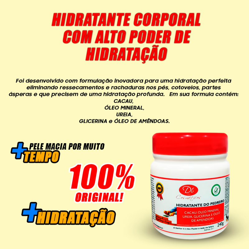 Creme Hidratante De Uréia 240g Creme De Pedreiro Pés Rachados E Ressecados