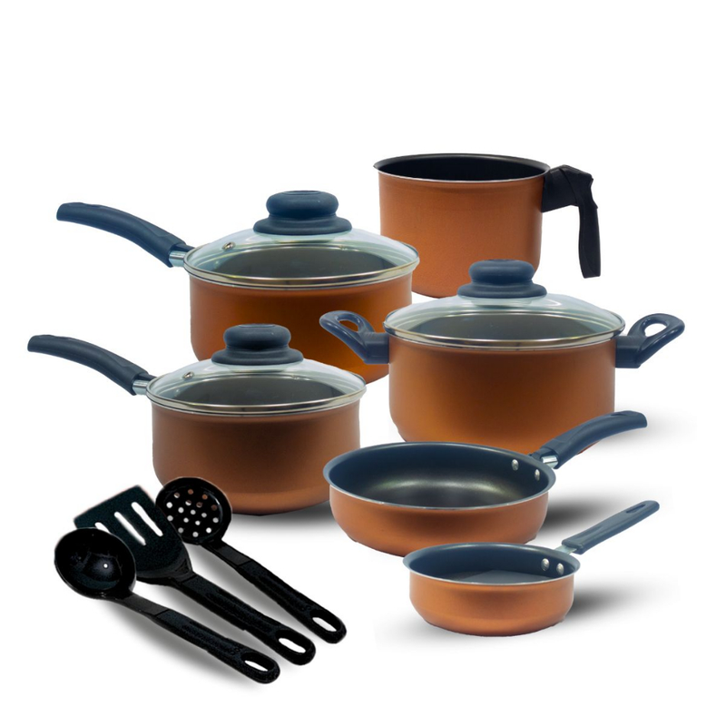 Jogo Panela Caçarola Conjunto Kit 9 Pçs Antiaderente Tampa Vidro Teflon