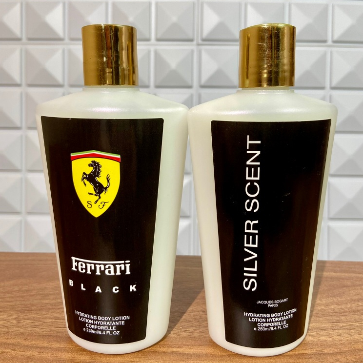 Kit 2 Cremes Hidratante Corporal Ref Ferrari Black e Silver Scent 250ml
