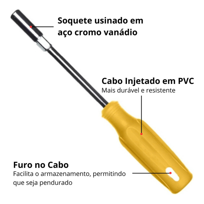 Jogo De Chaves Canhão Com 07 Peças Fertak 5-13mm 2651