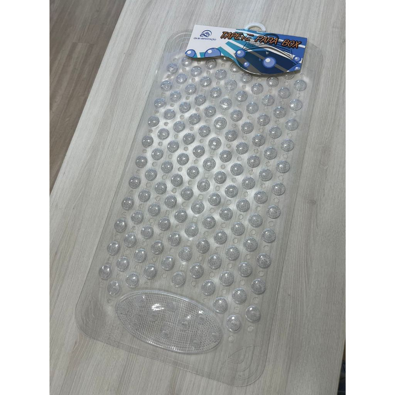 Tapete Para Box Retangular Massagem Pés Relaxante Banheiro Antiderrapante Com Ventosa