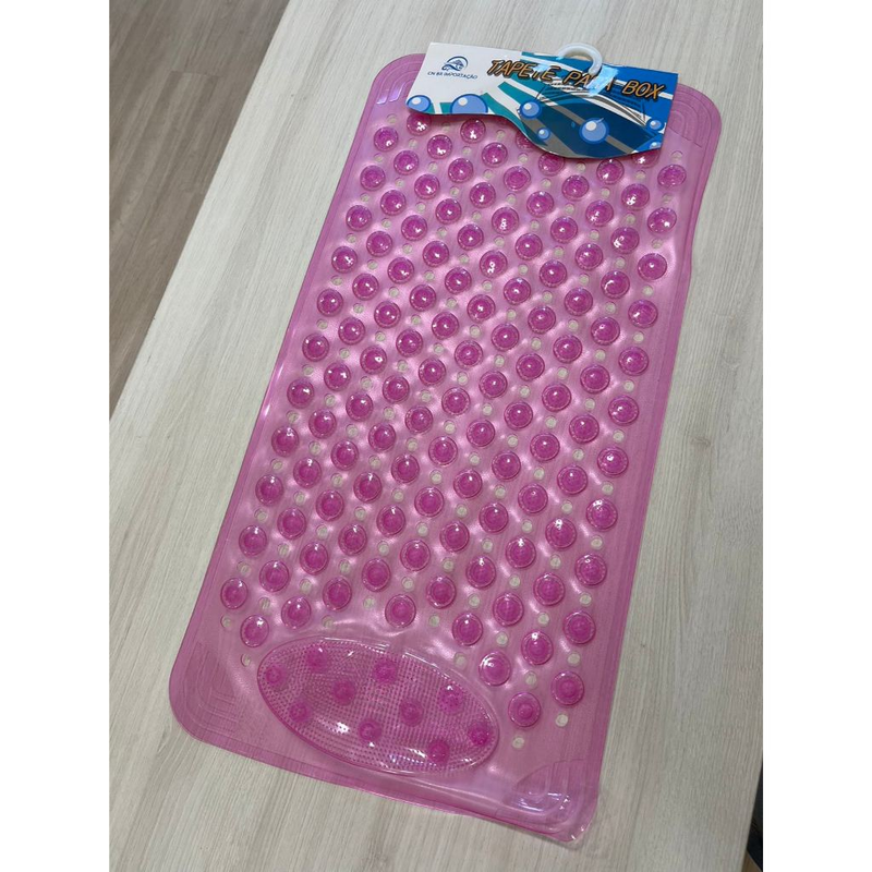 Tapete Para Box Retangular Massagem Pés Relaxante Banheiro Antiderrapante Com Ventosa