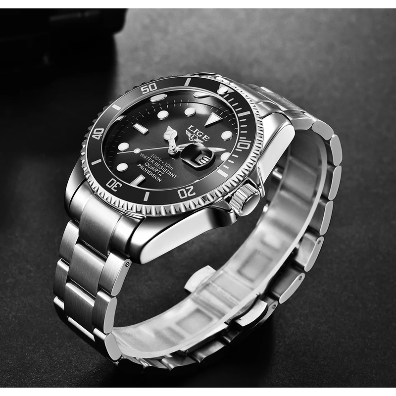 Relógio Lige LG10045 Original Masculino De Luxo Ponteiros Luminosos Pulseira De Metal Com Caixa