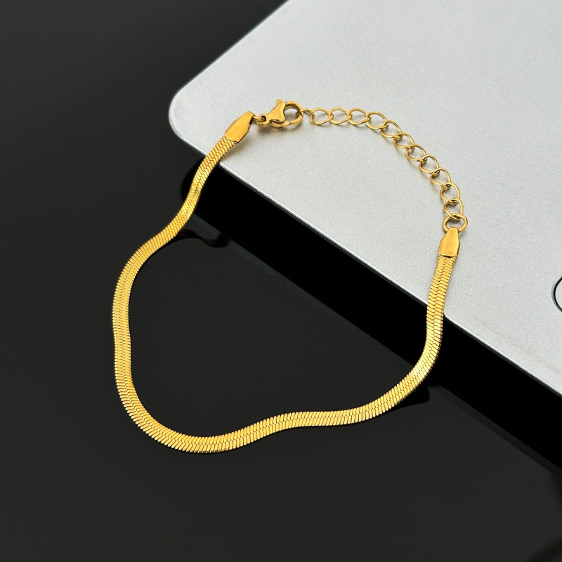Pulseira masculina malha fina ouro 18K Aço Inoxidável unissex