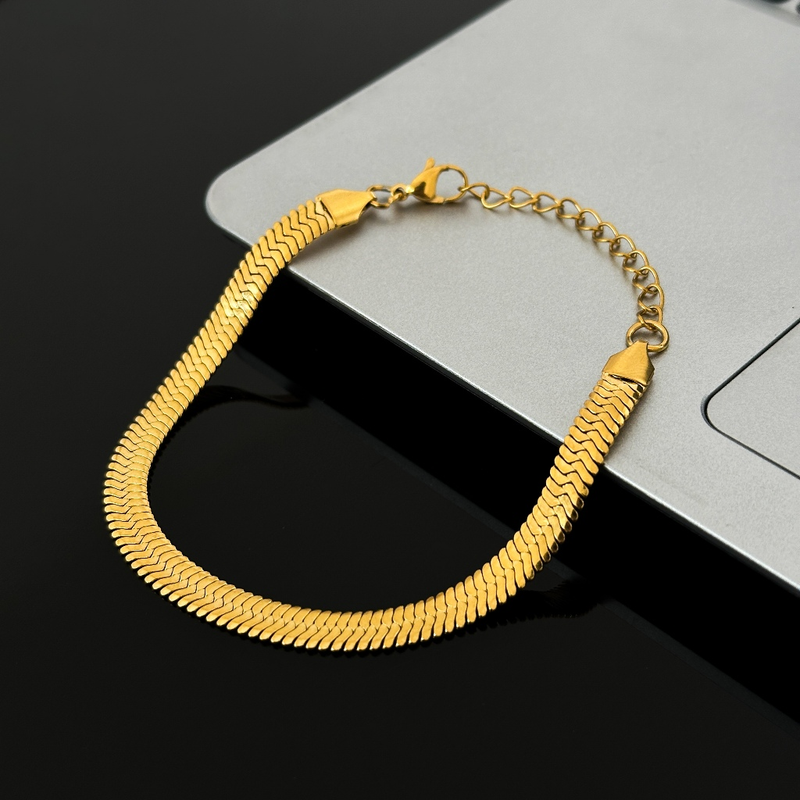 Pulseira masculina malha fina ouro 18K Aço Inoxidável unissex