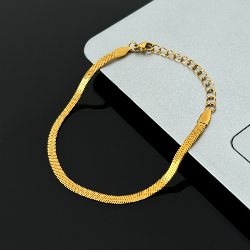 Pulseira masculina malha fina ouro 18K Aço Inoxidável unissex