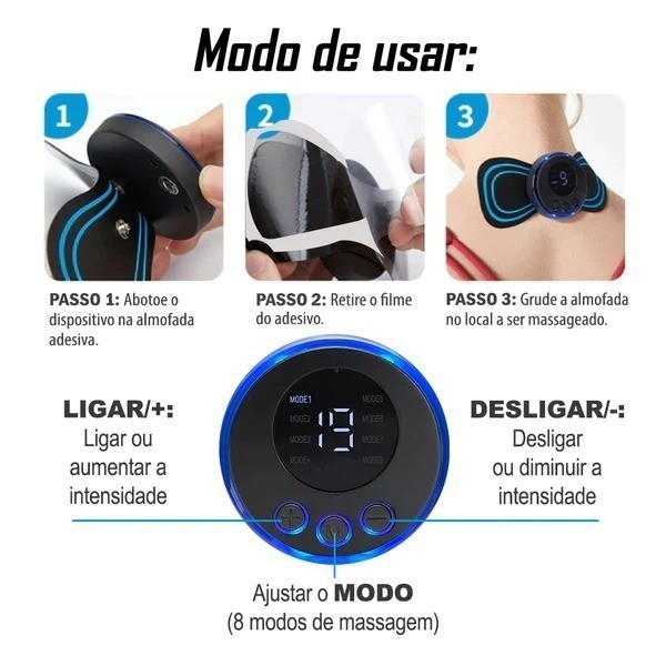 Mini Massageador EMS Estimulador Elétrico De Pescoço Portátil Para Alívio Da Dor Muscular Cervical