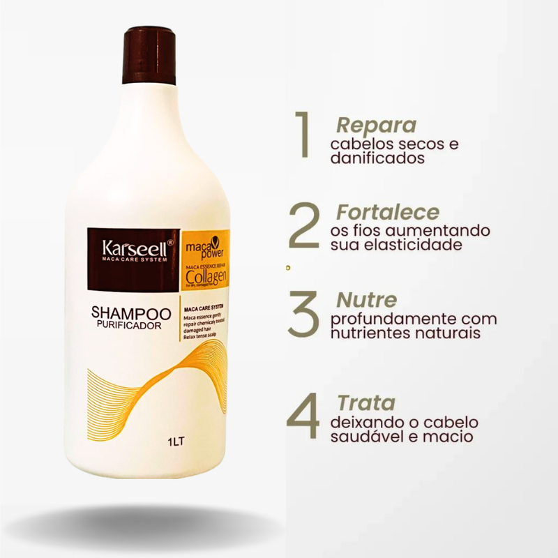 Shampoo e Condicionador Karseell Collagen Original + Mascara de Hidratação 500g Óleo 60ml