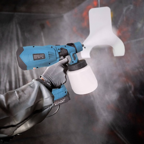 Pistola De Pintura Recarregável 2 Baterias 3 Bicos Profissional Pulverizador De Tinta 1000ml 200W