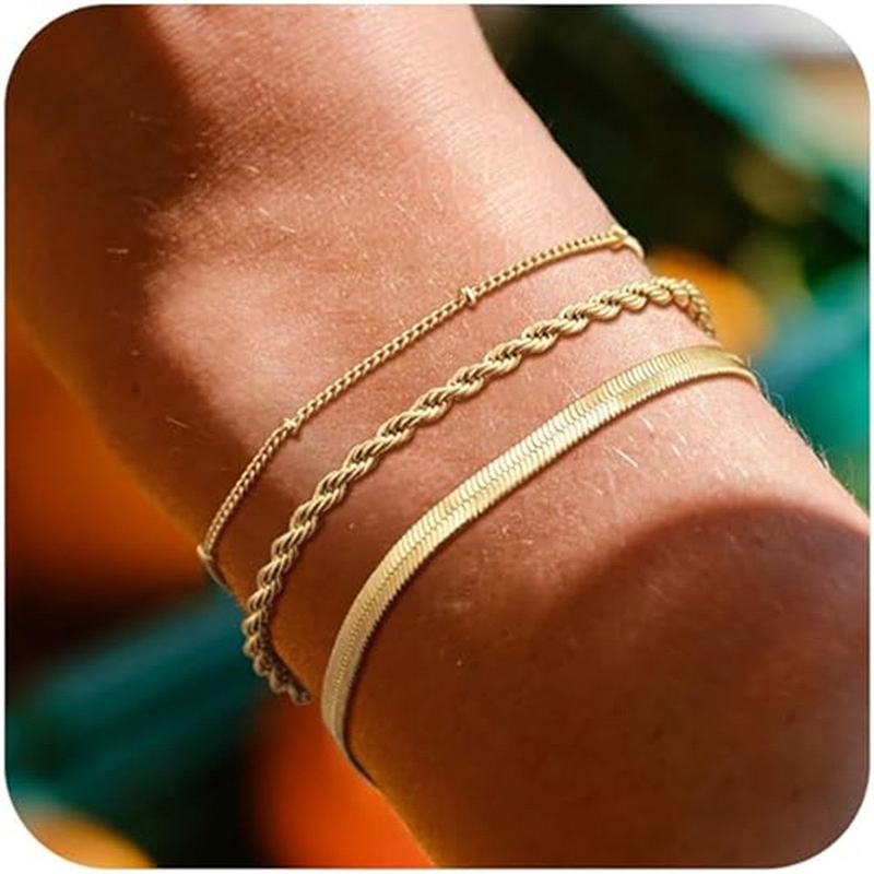 Kit 3 Pulseiras SEMI JOIA Banhada Ouro 18k Cordão Baiano Fio Liso Metalizada Conjunto Pulseira Feminina de Bolinha