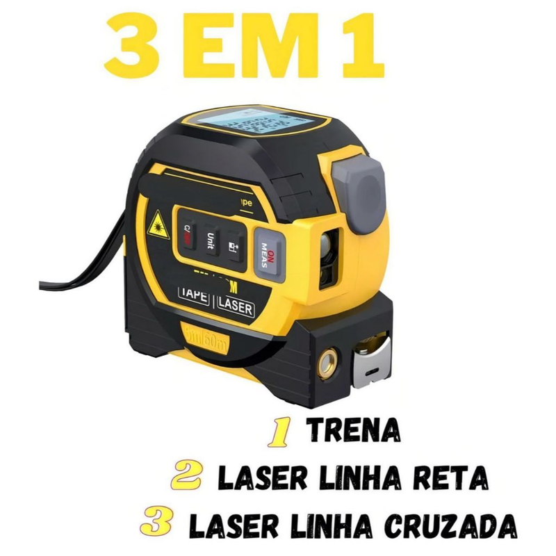 Trena Digital 3 em 1 com Função nivel a laser 4D 40M Com Visor LCD Inteligente