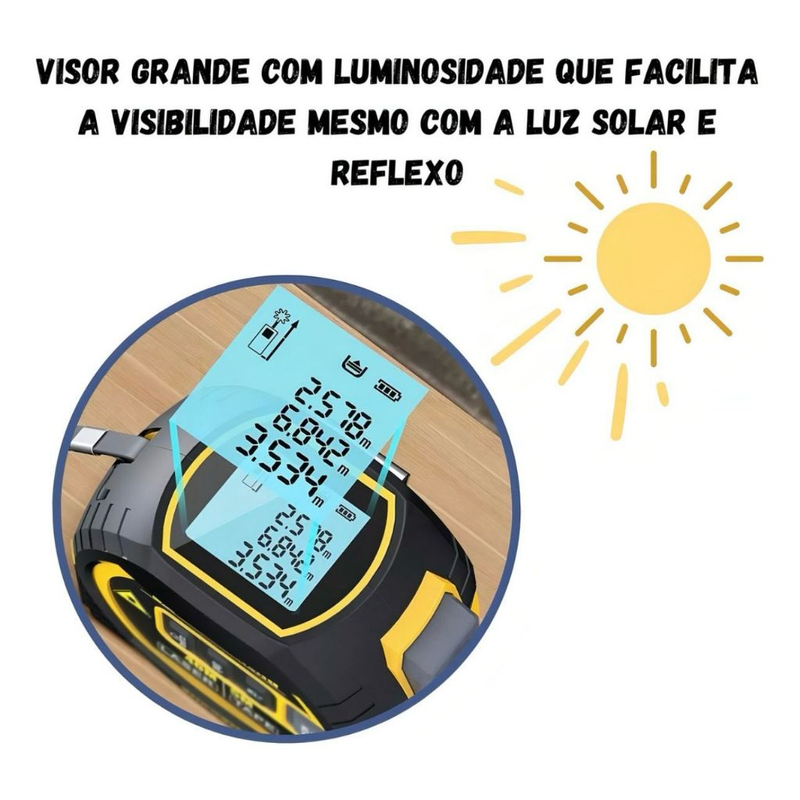 Trena Digital 3 em 1 com Função nivel a laser 4D 40M Com Visor LCD Inteligente