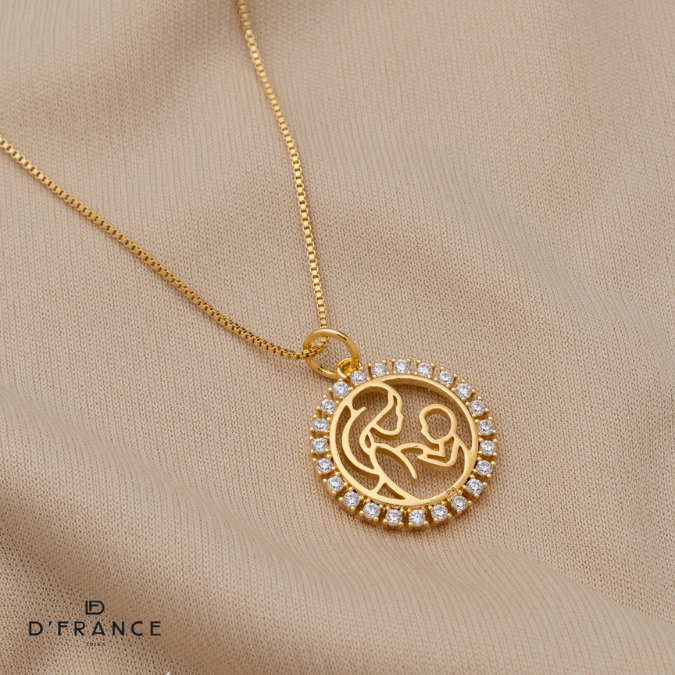 Colar Feminino Amor de Mãe Com Zircônias Importadas em Ouro 18K - Dia das Mães