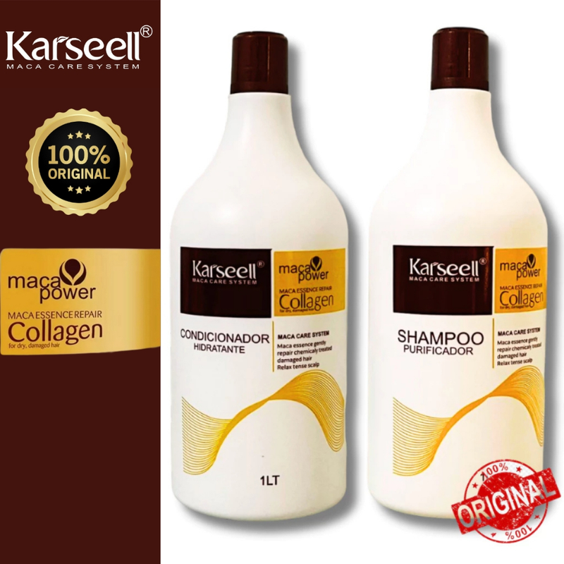 Karseell Collagen Kit 4 Unidades – Tratamento 500g + Shampoo e Condicionador 1L + Óleo