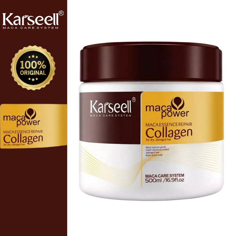 Karseell Collagen Kit 4 Unidades – Tratamento 500g + Shampoo e Condicionador 1L + Óleo