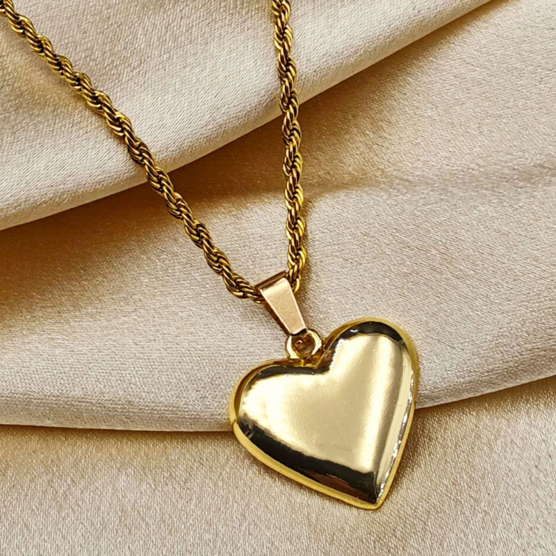 Colar de Corrente de Dourado Feminino Cordão Baiano Pingente Fé Aço Inoxidável Banhado A Ouro 18k