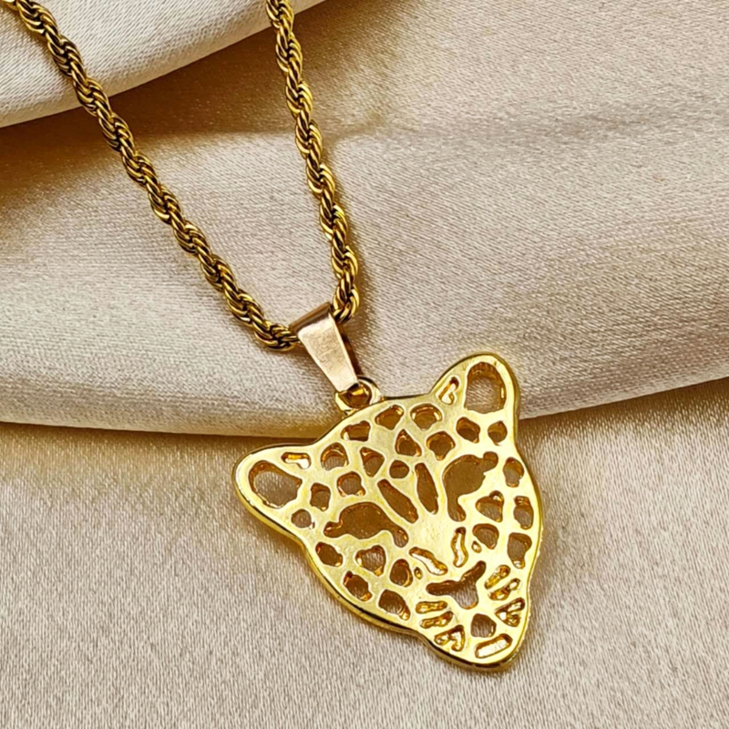 Colar de Corrente de Dourado Feminino Cordão Baiano Pingente Fé Aço Inoxidável Banhado A Ouro 18k