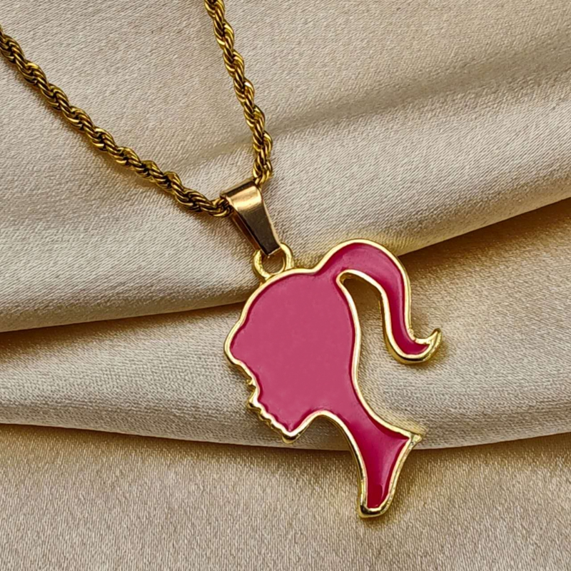 Colar de Corrente de Dourado Feminino Cordão Baiano Pingente Fé Aço Inoxidável Banhado A Ouro 18k