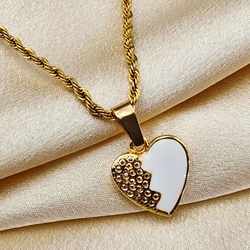 Colar de Corrente de Dourado Feminino Cordão Baiano Pingente Fé Aço Inoxidável Banhado A Ouro 18k