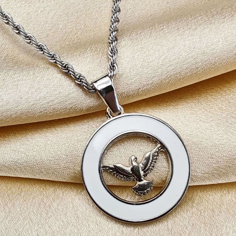 Colar de Corrente de Dourado Feminino Cordão Baiano Pingente Fé Aço Inoxidável Banhado A Ouro 18k