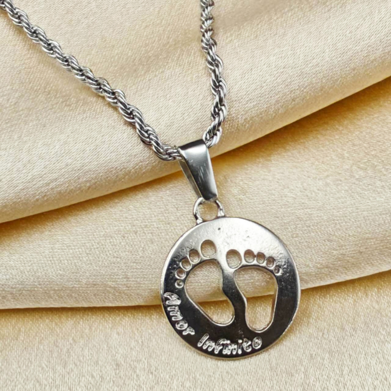 Colar de Corrente de Dourado Feminino Cordão Baiano Pingente Fé Aço Inoxidável Banhado A Ouro 18k