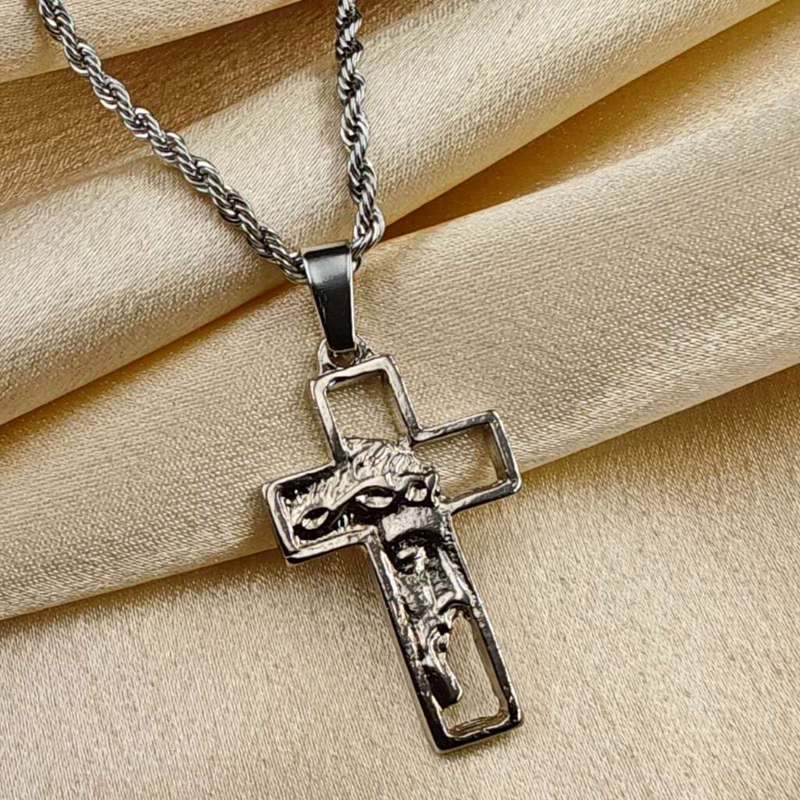 Colar de Corrente de Dourado Feminino Cordão Baiano Pingente Fé Aço Inoxidável Banhado A Ouro 18k