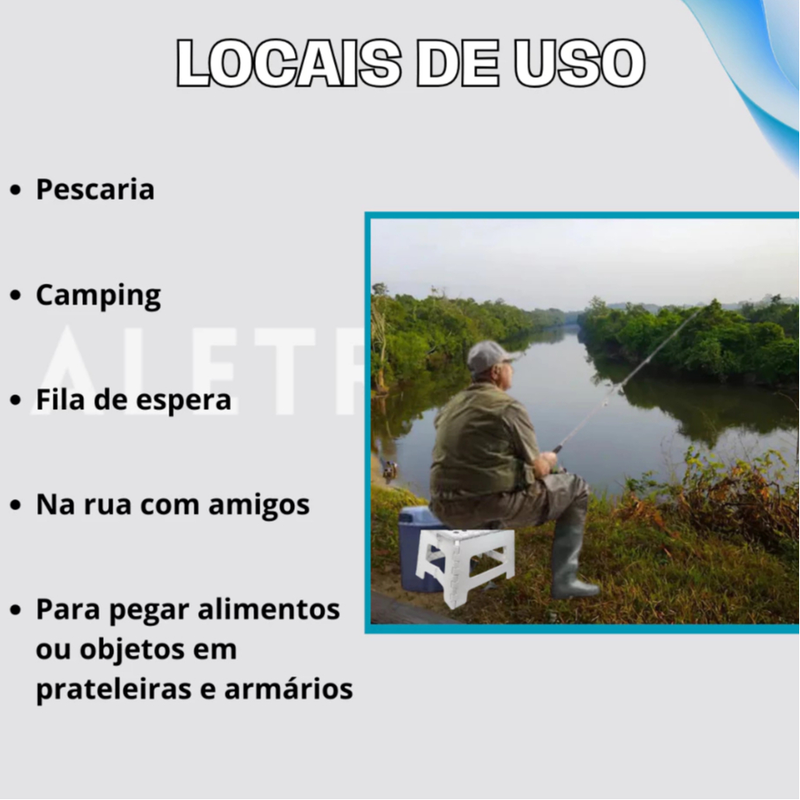 Banqueta dobravel Multiuso Retrátil Branca -suporta ate 150kg