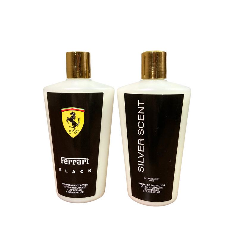 Kit 2 Cremes Hidratante Corporal Ref Ferrari Black e Silver Scent 250ml
