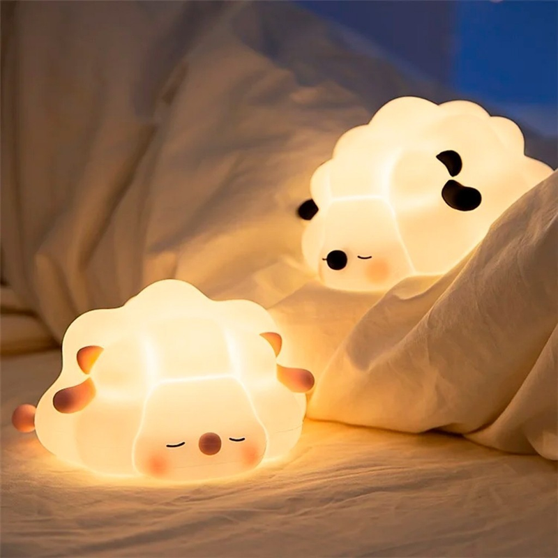 Luminária de Unicórnio Silicone Mesa Lâmpada Noturna Abajur Fofo Sensor Toque Touch Led Cordeiro