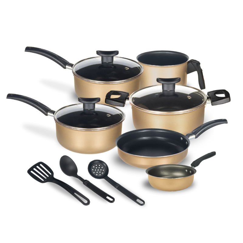 Jogo Panela Caçarola Conjunto Kit 9 Pçs Antiaderente Tampa Vidro Teflon