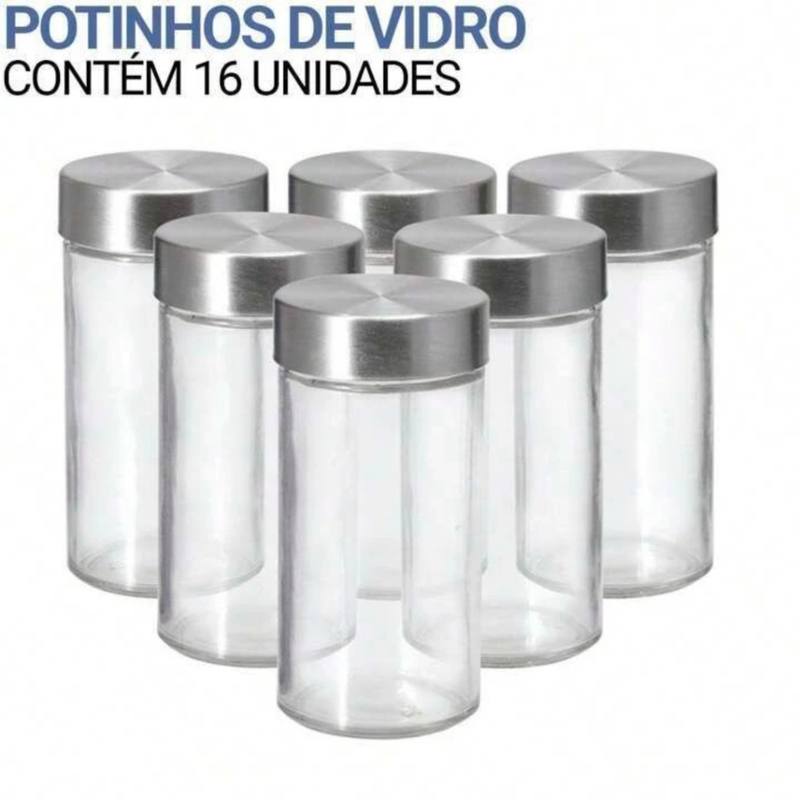 Porta Tempero 16 Potes de Condimentos 80ML Para Cozinha Bancadas Organização Rápida Inox