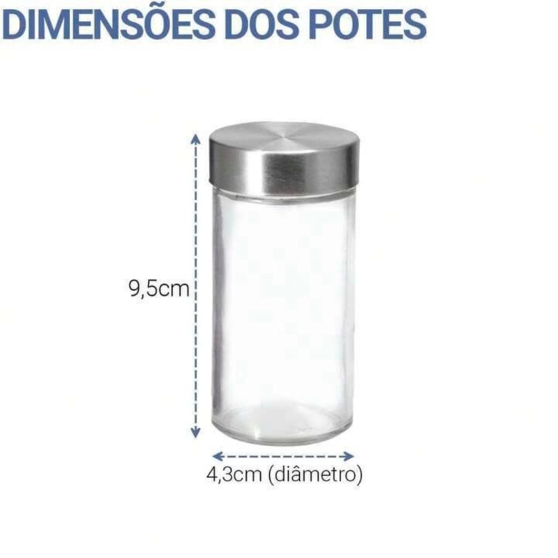 Porta Tempero 16 Potes de Condimentos 80ML Para Cozinha Bancadas Organização Rápida Inox