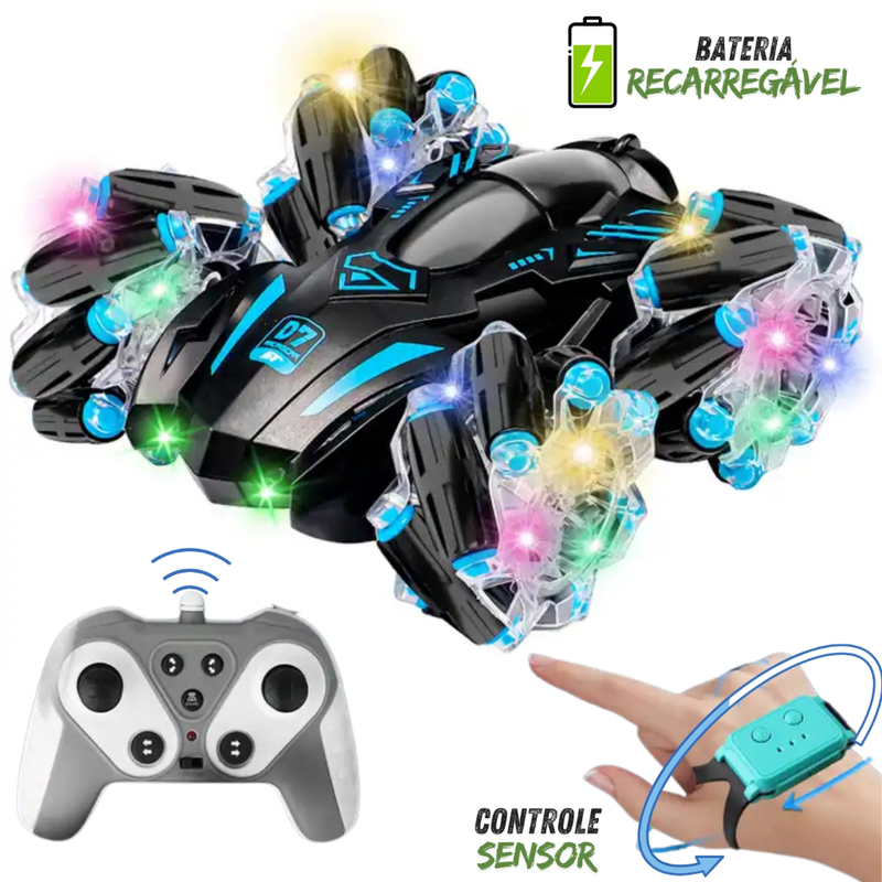 Carrinho Controle Remoto Maluco Sensor De Mão Recarregável Gira 360