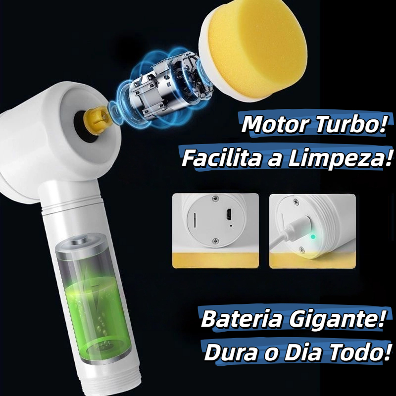 Kit escova Eletrica de Limpeza 5 em 1 Sem Fio Limpador Multiuso Pratico Para Cozinha Banheiro prático & REFIL de escova