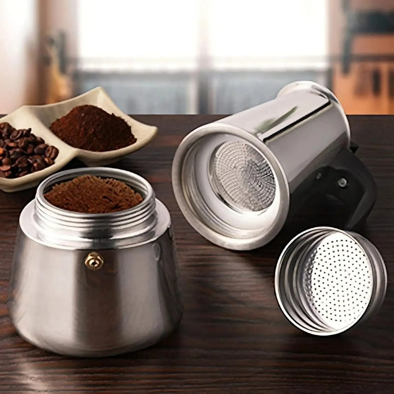 Cafeteira Italiana Inox Espresso Maker 4/6 Xícaras Fogão Gás ou Indução