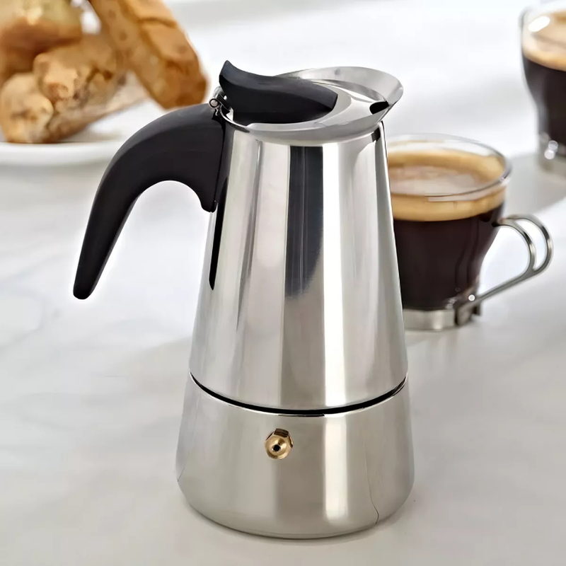 Cafeteira Italiana Inox Espresso Maker 4/6 Xícaras Fogão Gás ou Indução