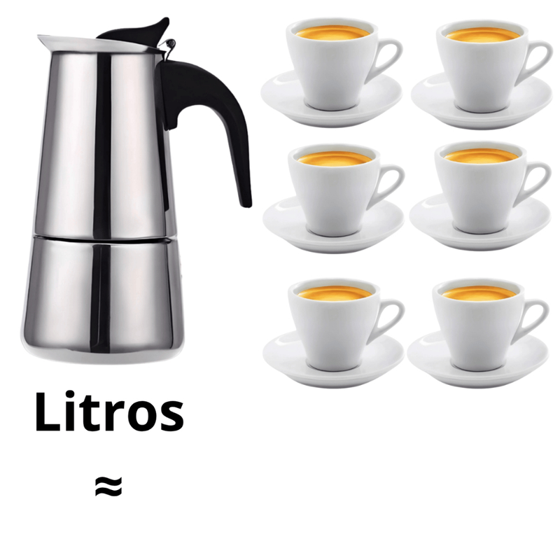 Cafeteira Italiana Inox Espresso Maker 4/6 Xícaras Fogão Gás ou Indução